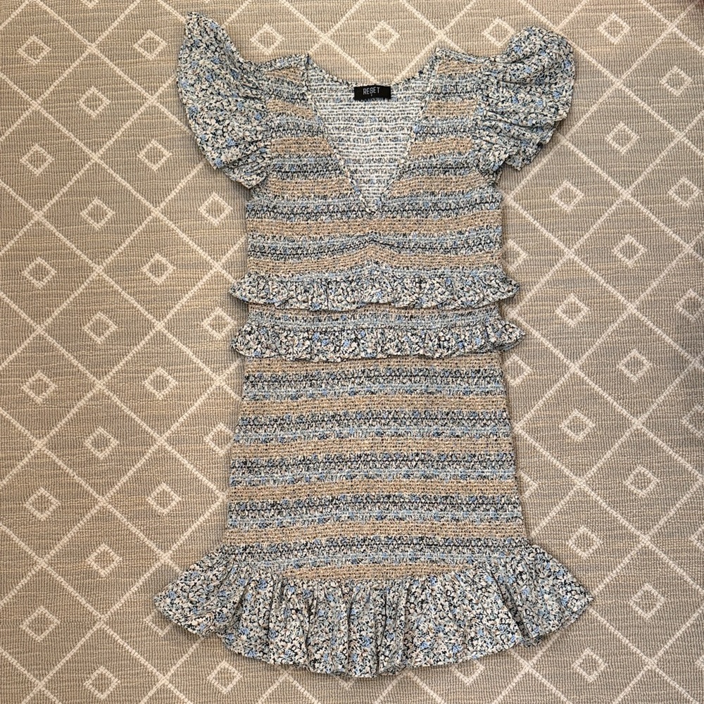 Elegant Striped Mini Dress with Ruffles